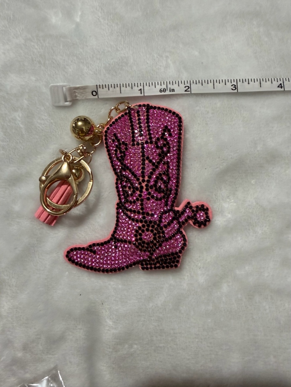 Pink & Black Cowgirl Boot Key or Purse Charm - Picture 2 of 3